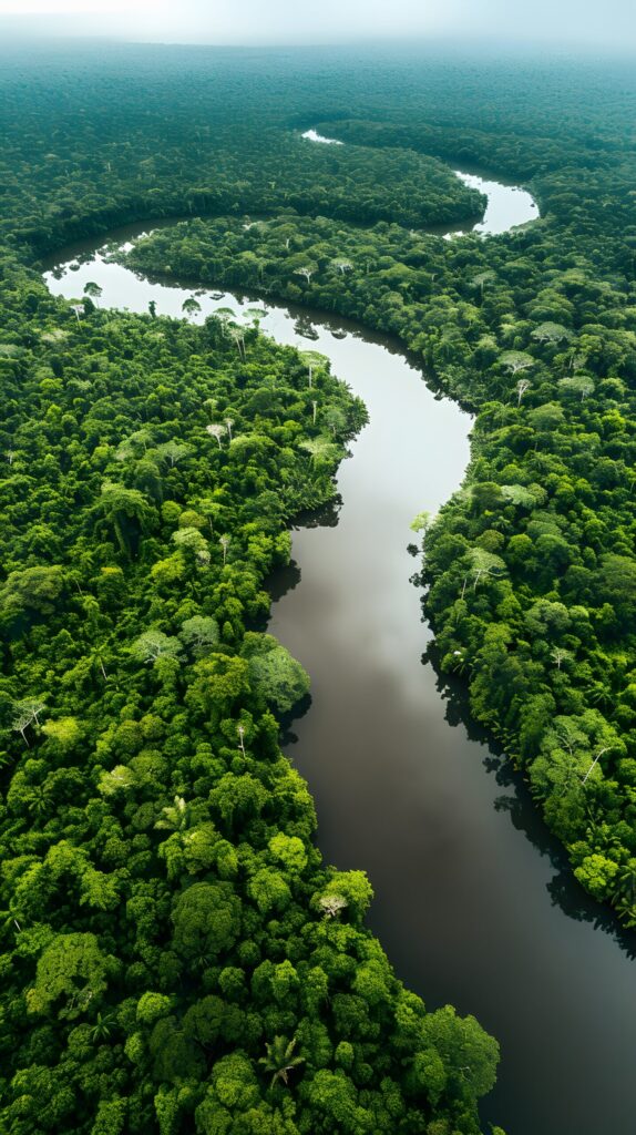perspectiva de la hermosa copa de los arboles con el rio perspectiva de la hermosa copa de los arboles con el rio